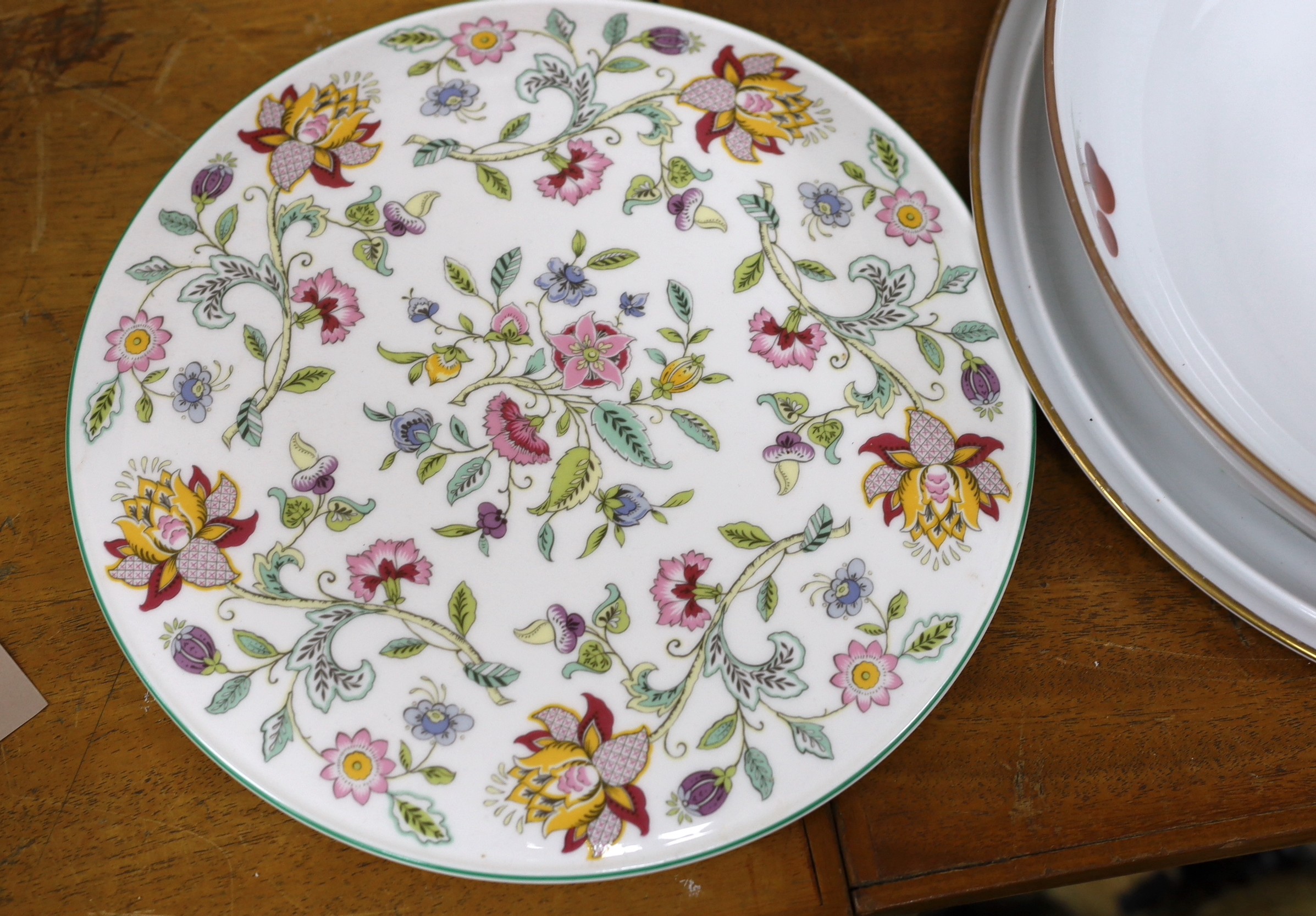 Worcester Evesham pattern tableware and Minton cake plate